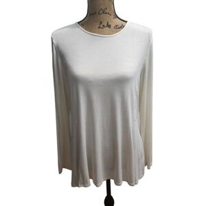 J. Jill Wearever Collection White Long Sleeve Rayon Stretch Top Casual  M‎